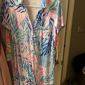 Lilly Pulitzer Colorful Leaf Print Midi Dress